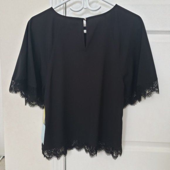 NWT CeCe Batwing Lace Trim Blouse XS - Picture 4 of 7